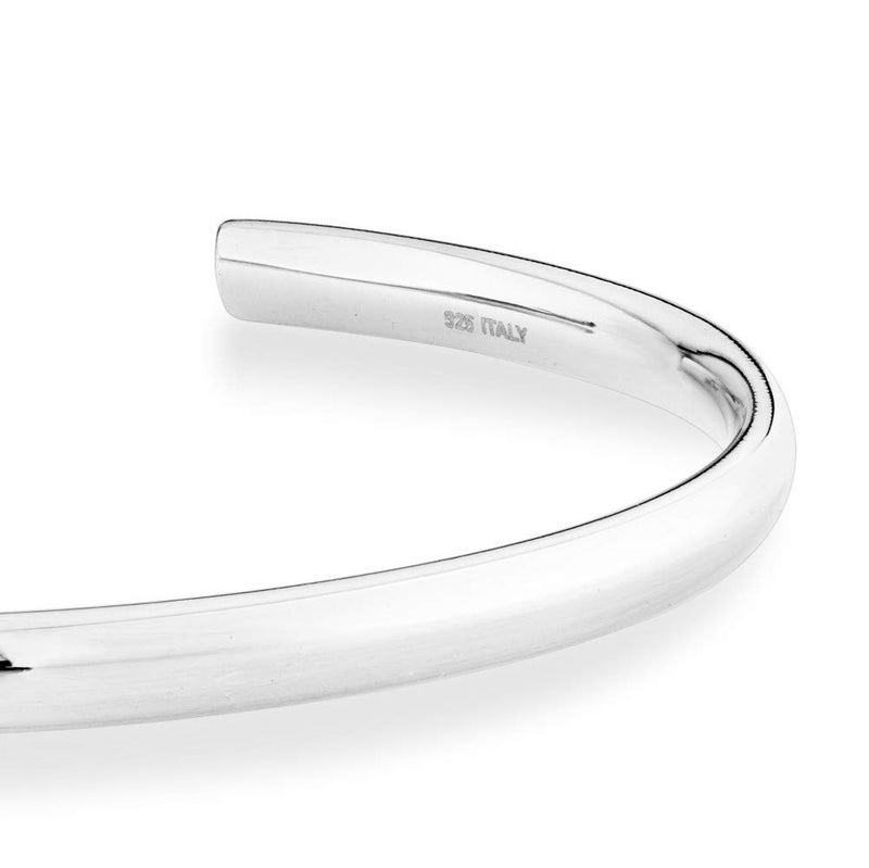 Miabella 925 Sterling Silver or 18K Gold Plated 925 Sterling Silver Italian 4mm Open Cuff Polished Bangle Bracelet for Women Adjustable 7.25 to 7.5 Inch Made in Italy (Sterling-Silver) - Image 4